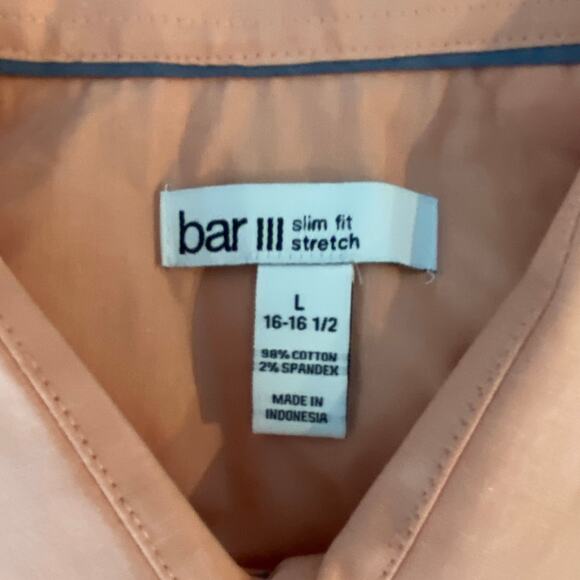 Bar III Men's Large 16-16.5 Dress Shirt Slim Fit Stretch Fabric Apricot NEW - Picture 9 of 12